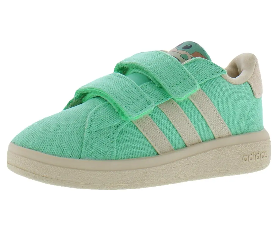 Adidas Grand Court Grogu CF Unisex Infant-Toddler Casual Sneakers with Velcro Strips, Suitable for 2-3 Years Old