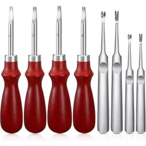 8 pieces edge leather beveled edge cutting tool with wooden handle, suitable for DIY craft leather