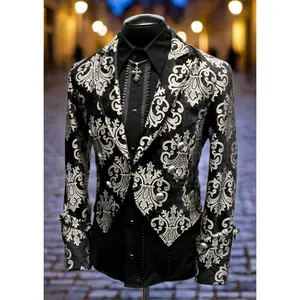 IMPERIAL JACKET - SILVER ON BLACK  BROCADE