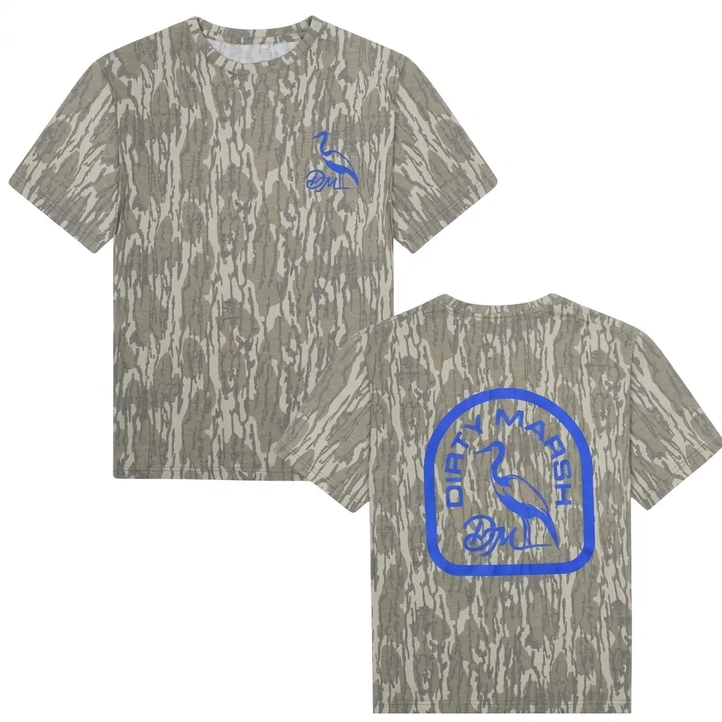 Men's Dirty Marsh Mossy Oak Washed Out Camo Tee - Original Bottomland T-Shirt for Men/ Girl, Stylish Design for Streetwear, Camo Shirt