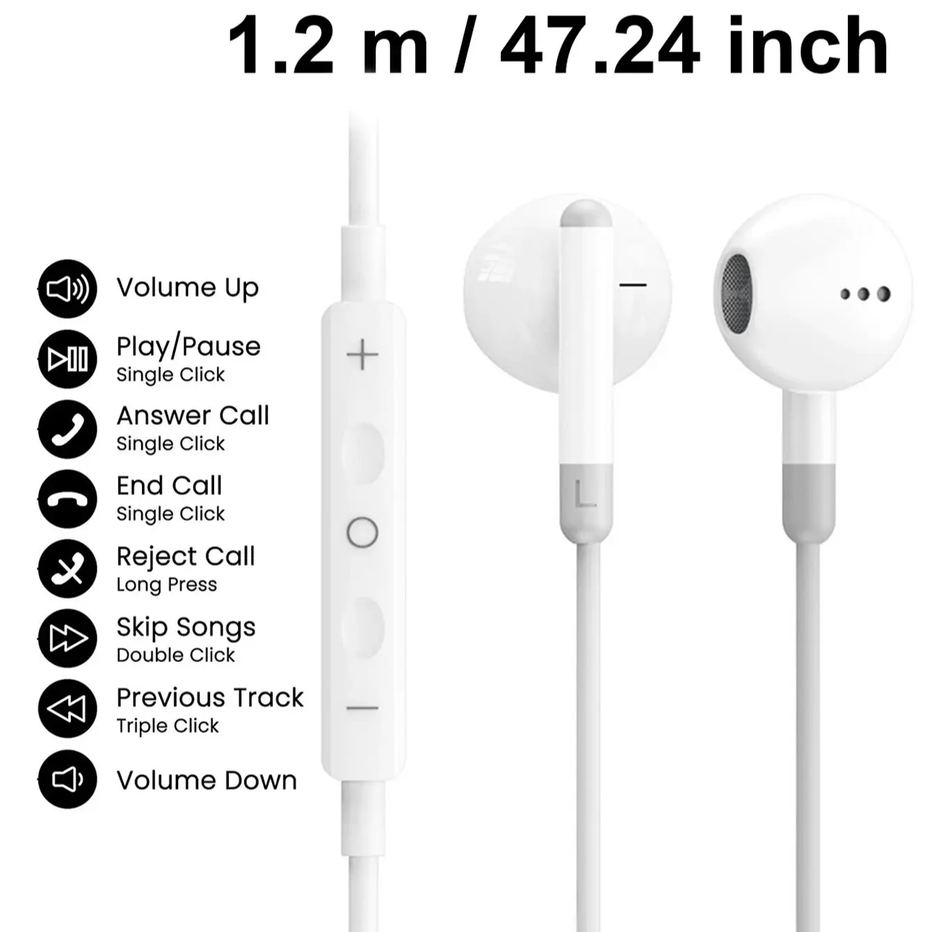iPhone Compatible Wired Earphones, Type-C In-Ear Headsets, 3.5mm Jack, USB-C Audio, Bass-Boosted Stereo, for Mobile & PC, Headphone