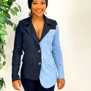 I'm Into Demin Blazer Top Cotton Black Winter Summer Plain