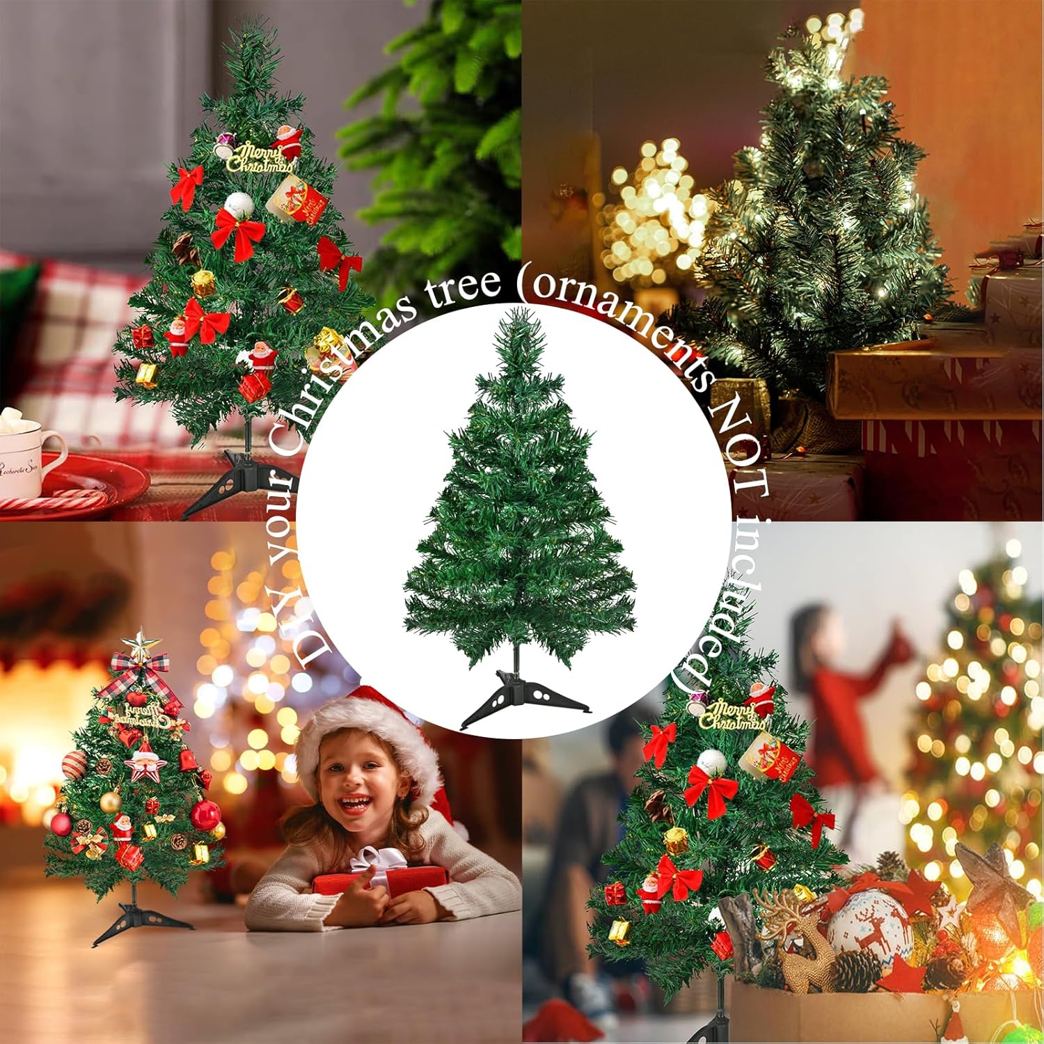 Okicoler 3ft Spruce Artificial Christmas Tree with Warm White & Colorful Lights Foldable Base Easy Assembly for Home Office Party Decoration Okicoler 3ft Spruce Artificial Christmas Tree with Warm White & Colorful Lights Foldable Base Easy Assembly for Home Office Party Decoration