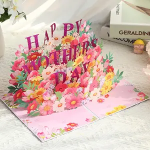 Mother's Day Gifts 3D Pop Up Happy Mothers Day Card, Handcrafted - 100% Recycled and Eco-Friendly, 8" x 6" Cover - with Note Tag