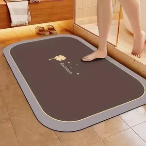 Diatomite Bath Mat Water Absorbent Bathroom Rug Non Slip Shower Floor Mat Pattern Print Toilet Sink Entryway Mat Decorative