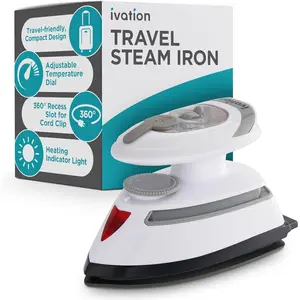 Ivation Travel Steam Iron, Dual Voltage Travel Iron & Clothes Steamer with Nonstick Soleplate & More