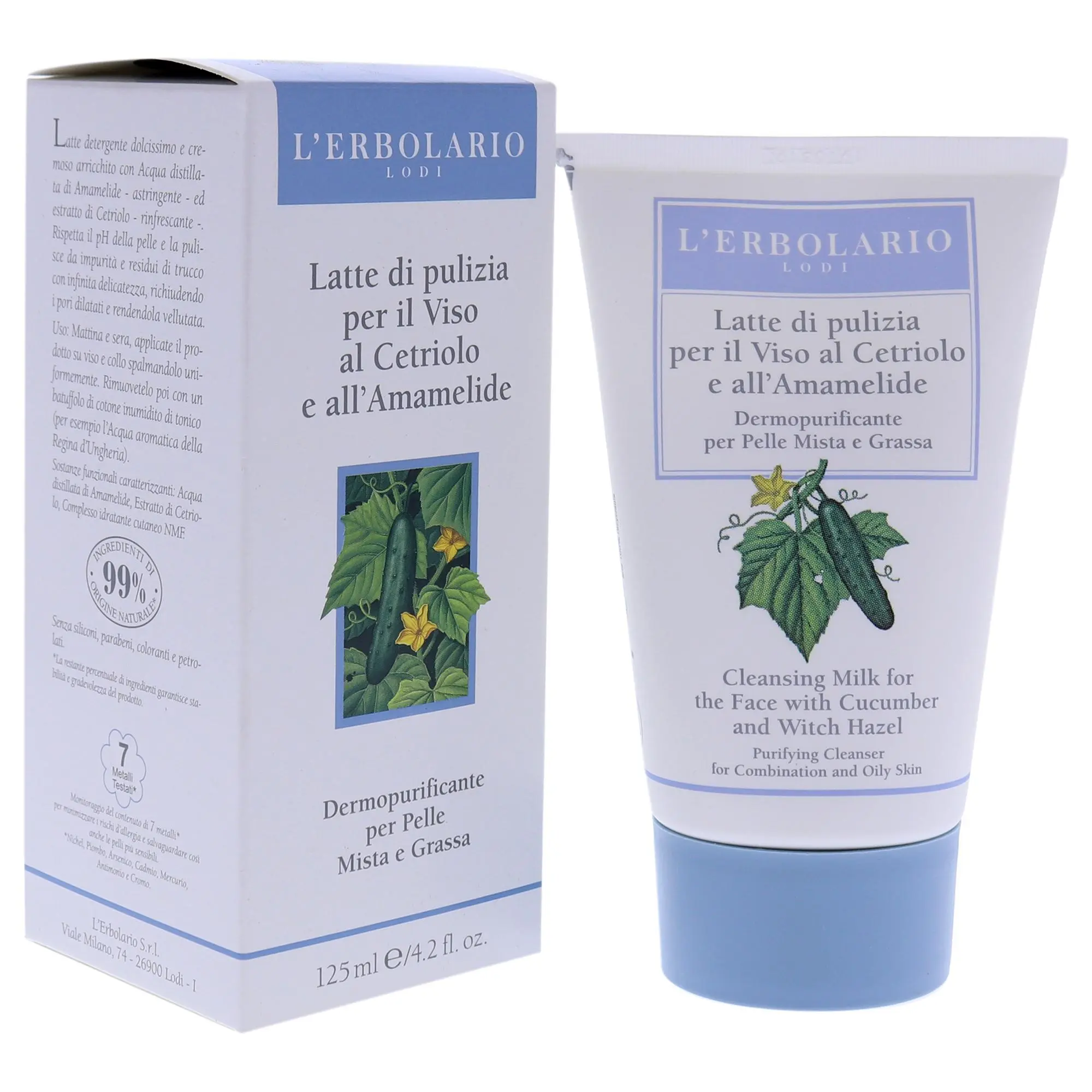 LErbolario Cucumber and Witch Hazel Cleansing Milk For Women 4.2 oz Cleanser