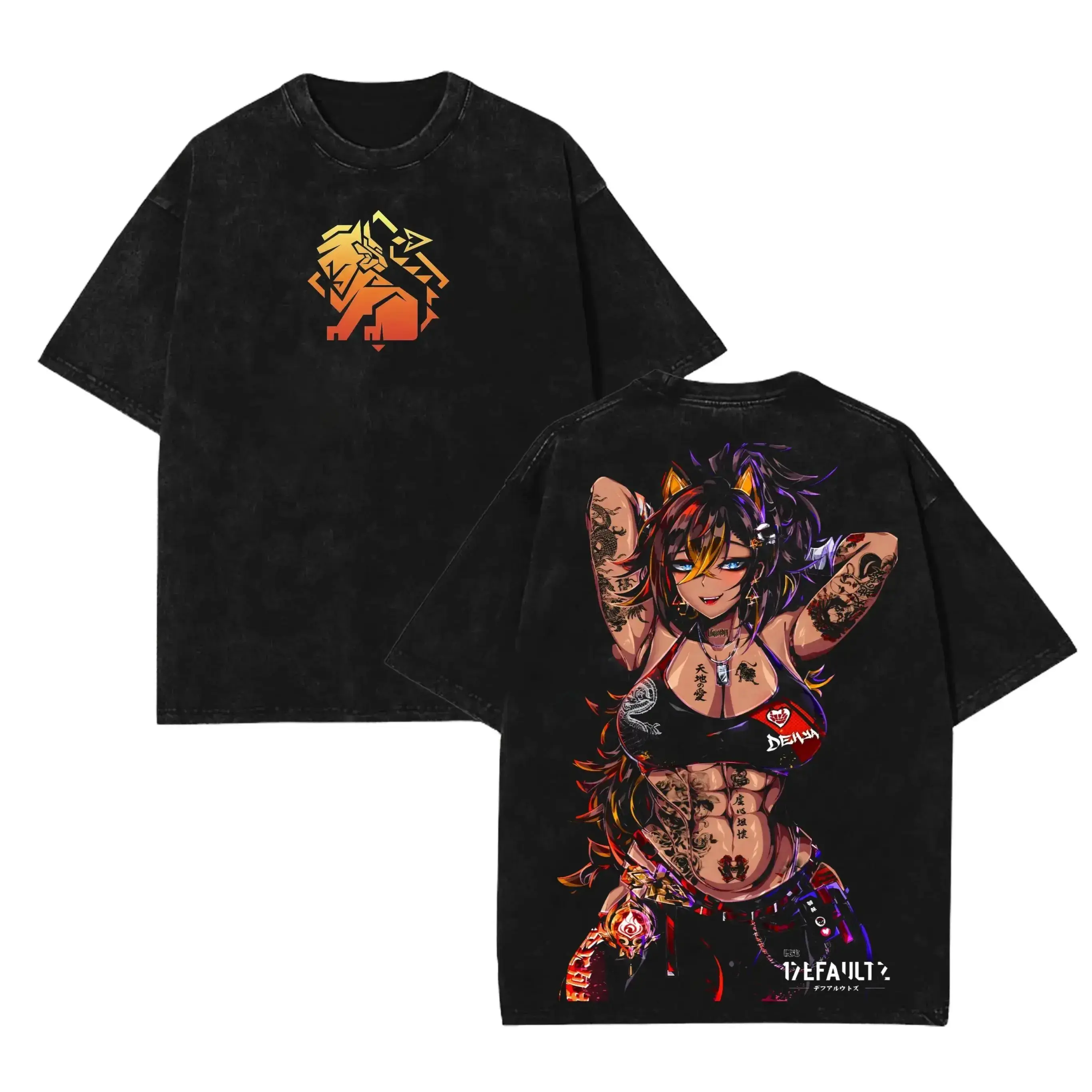 Limited Retro Dehya Genshin Impact Game Double Printed Vintage Washed Tee Unisex Oversize Heavyweight Cotton Manga Graphic Crewneck Soft Tops Natural Shade T-shirt Anime Gift 220gsm Premium Cotton S-5