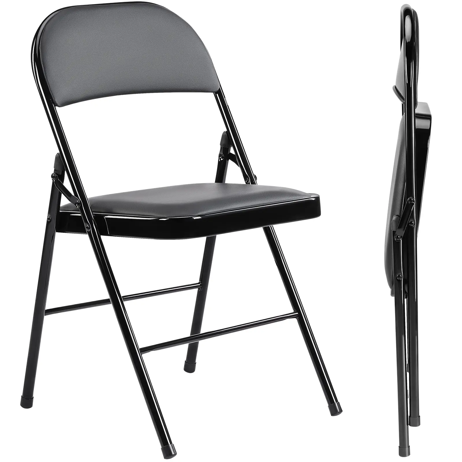 Sweet Furniture S Leather Upholstered Folding Chairs - Chair with Cushion, Durable Metal Frame, Easy to Use & Store, Ideal for Home, Parties, Leather Upholstered Chair