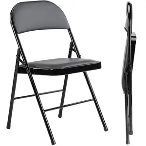 Sweet Furniture S - Comfortable Leather Padded Folding Chairs, Durable Metal Foldable Chairs, Ideal for Home, Parties, Easy to Use and Store