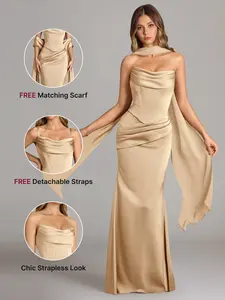 Azazie Sorrel Corset Lace-up Mermaid Wedding Guest Evening Luminous Satin Maxi Dress Minimalist