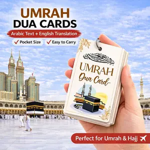 Islamic Umrah Dua Card Set - Arabic and English Translation Portable Prayer Cards for Hajj/Umrah Pilgrims, Islamic Religious Gifts for Muslims, Compact Pocket Dua Collection, Pocket Size