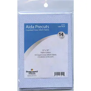 14 Counted Cross Stitch Light Pre-Cut Aida Fabric, Blue, Gold, 3505