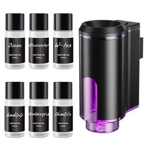 Smart Car Air Freshener, Car Fragrance, USB Rechargeable Car Aroma Diffuser, Car Aromatherapy Diffuser with 6 Perfume Options, Auto On/Off, Long-lasting, Suitable for Vent Clips, Leak-proof Design