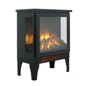 17” Freestanding Electric Fireplace Heater, Electric Fireplace Stove with 3D Flame Effect   & Stylish Stove for Home with Safety Features, Adjustable Heat