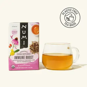 Numi Organic Immune Boost Tea with Echinacea Dandelion Root Rosehip Ginger Cinnamon & Licorice for Cold Flu Season Support
