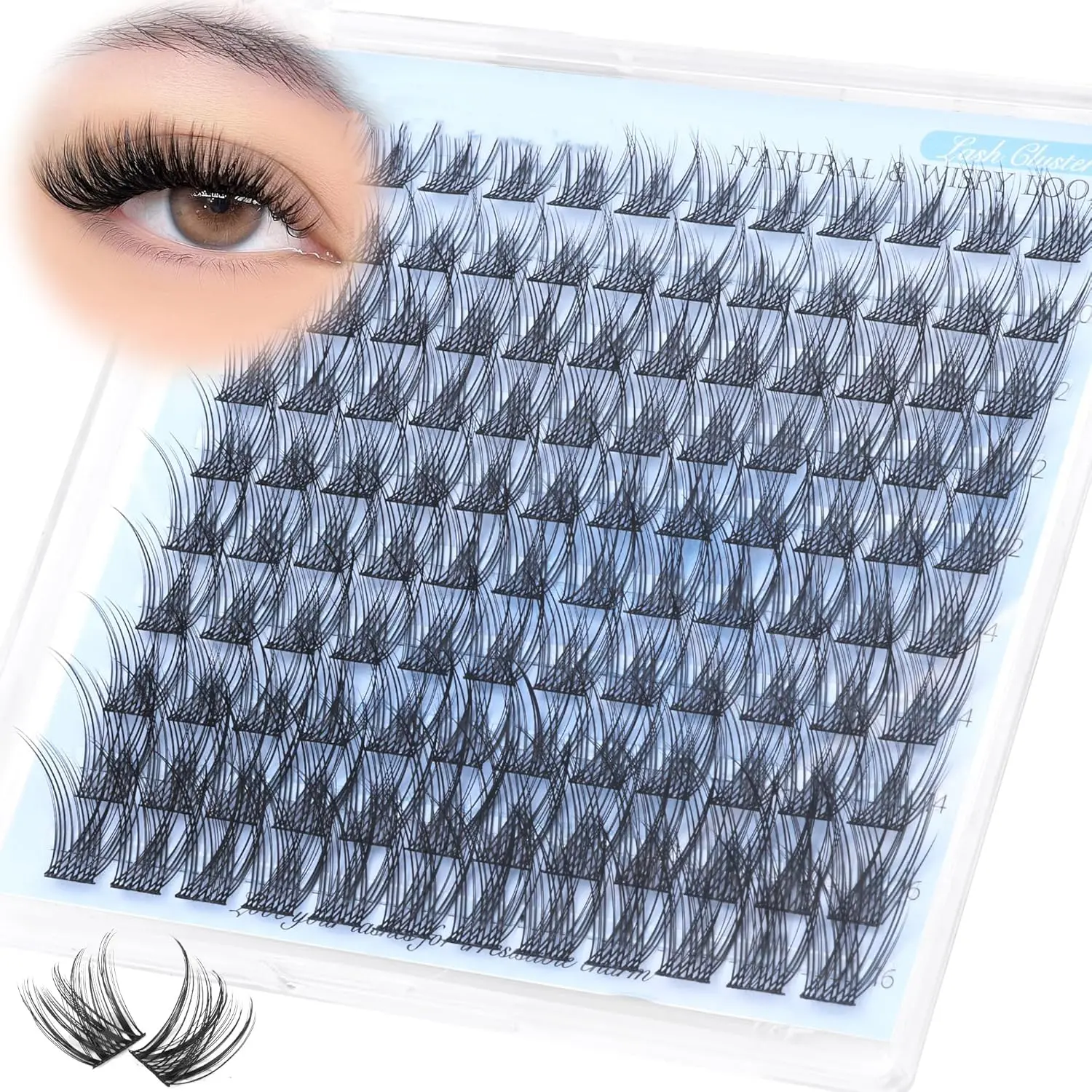 120pcs Fluffy D Curl Eyelash Extensions Kit, Fluffy Eyelashes Cluster, Mixed Lengths 10-16mm, Wispy Cluster Lashes, Individual Lash Extensions for Beginners, Single Pack, Beginner Friendly Lashes, Diy Eyelash Extensions