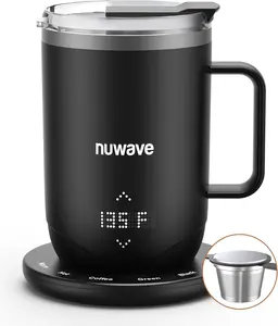 Nuwave Smart Heated Coffee Mug, 16oz Rechargeable Self Heating Coffee Cup with LED Display, Temperature Control Mug, 5-Hour Battery, Coffee Warmer for Home Office Drinkware Drinkware
