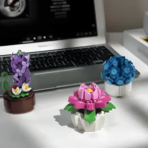 3D DIY Toy romance Blooming Rose botanical Building Blocks bricks Blocks Set,Blue purple Artificial Flower Decor Kit,Interactive Kids Puzzle,Creative Mini Flower Tiles,Pink Bouquet,Christmas,Valentine's Day,Surprise stylish girl Gift,Habbit,Collection