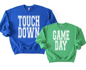 PUFF PRINT Game Day Touch Down Football Sports Fall Sweatshirts - Multiple Color Options Available
