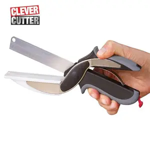 Clever Cutter 2 in 1 Kitchen Knife & Cutting Board Blade Scissors Stainless Steel