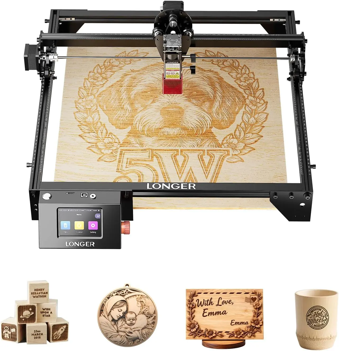 RAY5 5W Laser Engraver，Laser Engraver 5000mW Output Power，32-bit Motherboard，Eye Protection Enclosure，App Offline Carving or Cutting ，DIY Engraver Tool for Wood/Metal/Glass