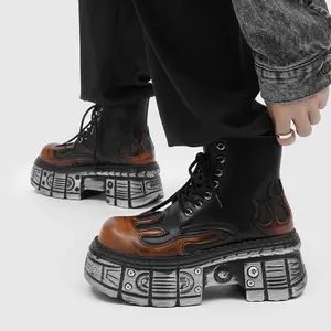 Men’s Platform High Top Fashion Boots British Retro Style