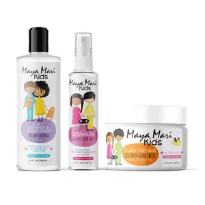 Maya Mari Kids - Curly Hair Must Have 3-Piece Haircare Set - Includes 2-in-1 Shampoo Conditioner, Curl Cream & Detangler Spray - Gentle Coconut Formula for Daily Cleansing, Moisturizing, and Detangling