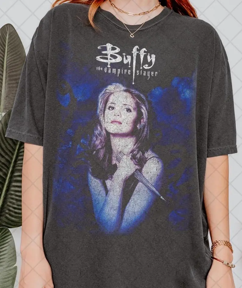 Retro 90s Comfort Colors Buffy the Vampire Slayer T Shirt, Sarah Michelle Gellar Shirt, Movie & TV Show Merch Shirt, 90s Retro T-Shirt