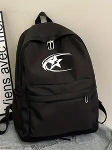 Cute Casual Star-Print Backpack, Large-Capacity, Suitable for Men and Women, Daily Outings, Travel, Commuting, Work, Birthday Gift, Casual Nylon Backpack