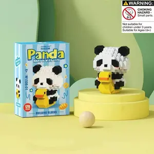 Cute Panda Building Block Set, Desktop Decoration Ornament, Holiday Birthday Gift, Fun Assembly Kit, Perfect for Kids and Adults