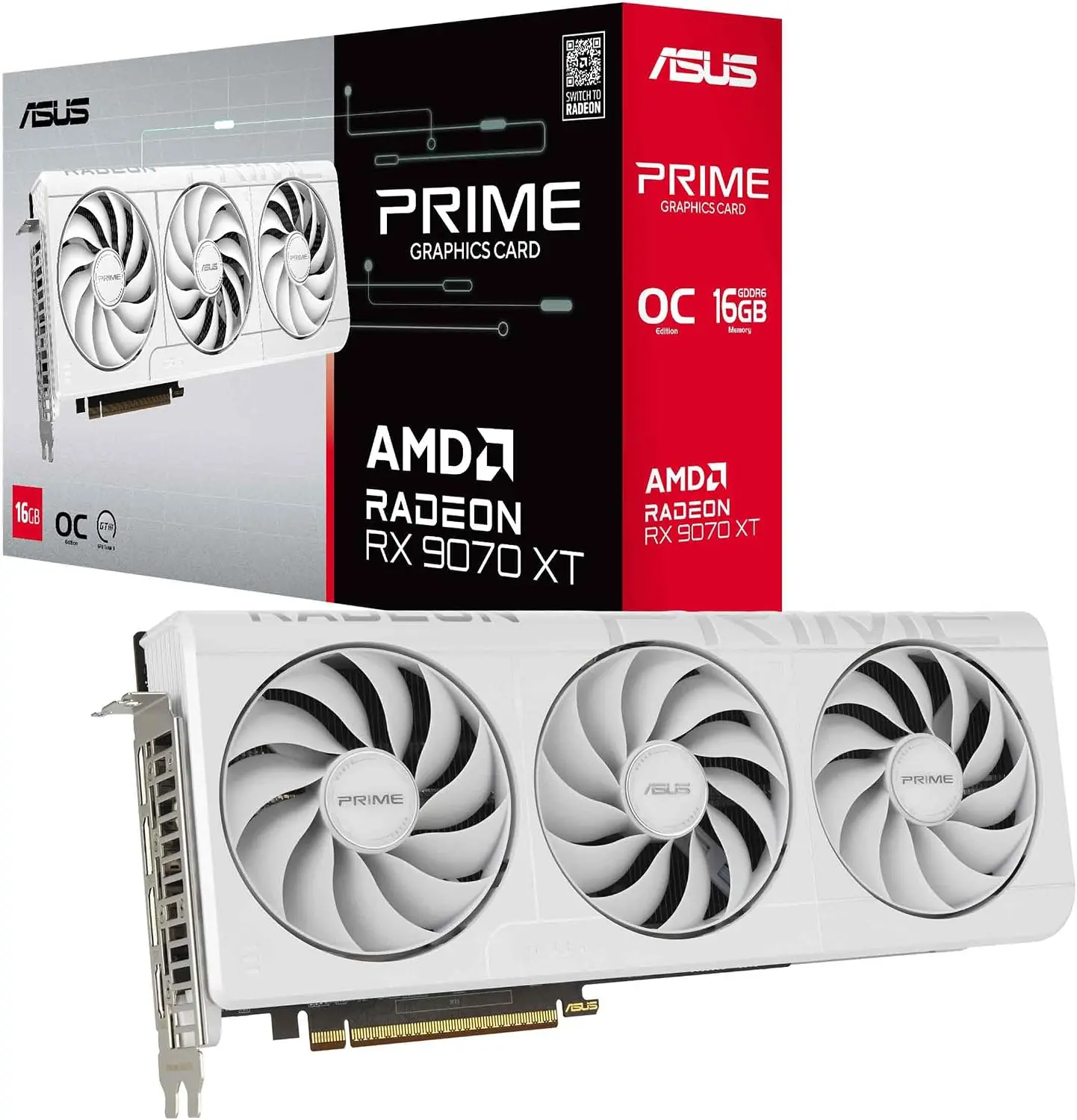 Prme aSuS Rad Eon RX 9070 XT 16GB GDDR6 White OC Edition Graphics Card