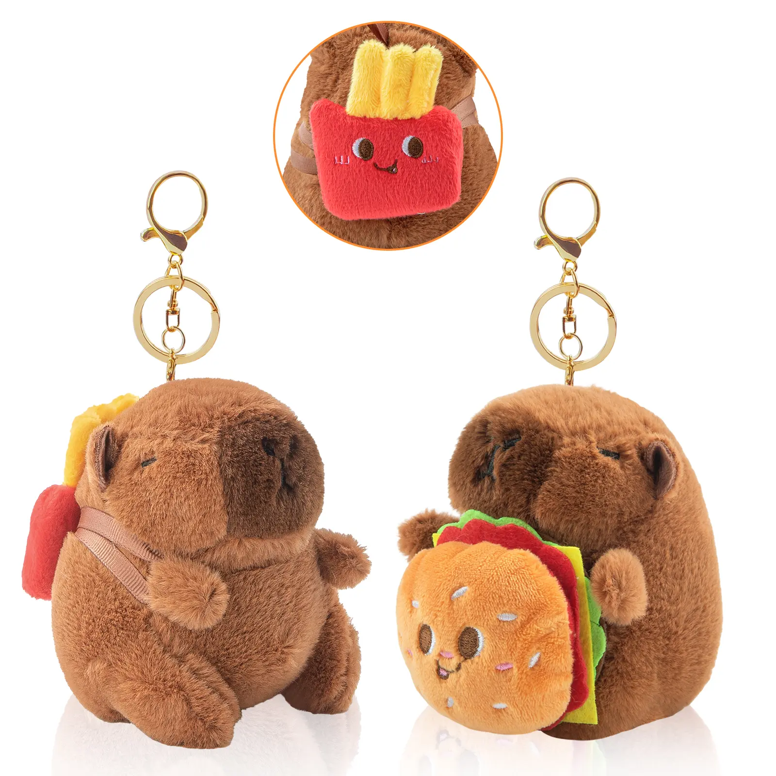 2-Pack Super Cute Capybara Plush Keychains — Soft mini bag charms available in various styles! Perfect as birthday or holiday gifts for friends and younger siblings; they serve as both decorative pendants and adorable accessories for women's handbags.