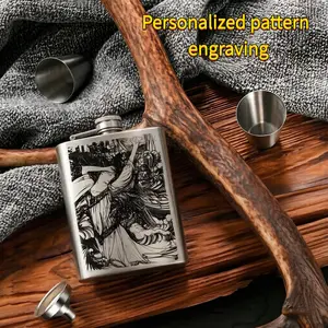 Stainless Steel Mini Alcohol Bottle, Custom Pattern, Thickened, Portable, 4&6 Ounces, Outdoor Use, Personalized Design, Compact Size