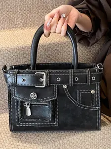 Women's Fashion Studded Decorated Shoulder Bag, Casual Solid Color Crossbody Bag for Daily Used, Trendy Versatile High-quality Daily Commuting Bag