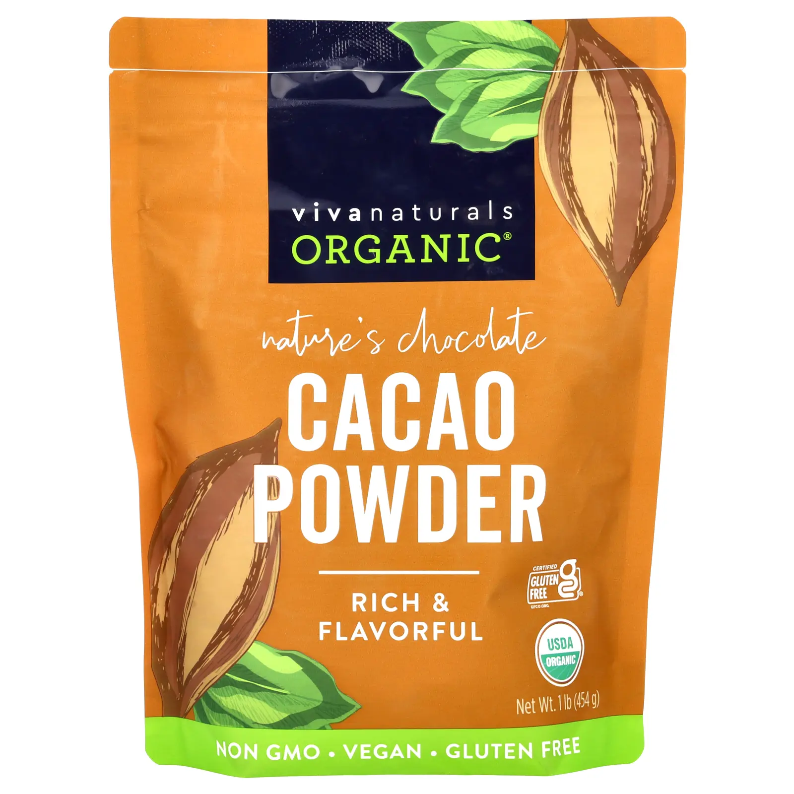 Viva Naturals Organic Cacao Powder, 1 lb (454 g)
