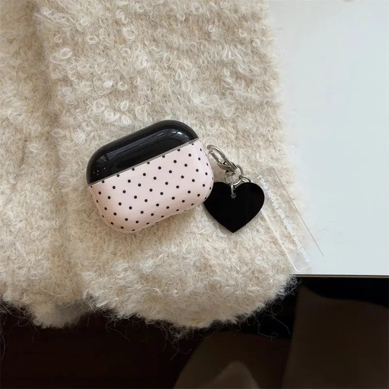 Color blocking minimalist polka dot | Love pendant | All inclusive headphone cover | Best friend gift | Suitable for AirPods 1 2 3 4 Pro Pro2 Pro3