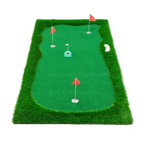 Donext 10x5 FT Golf Putting Green Training Mat with High-Quality Turf 3 Holes 3 Flags & Cups for Indoor Outdoor Practice