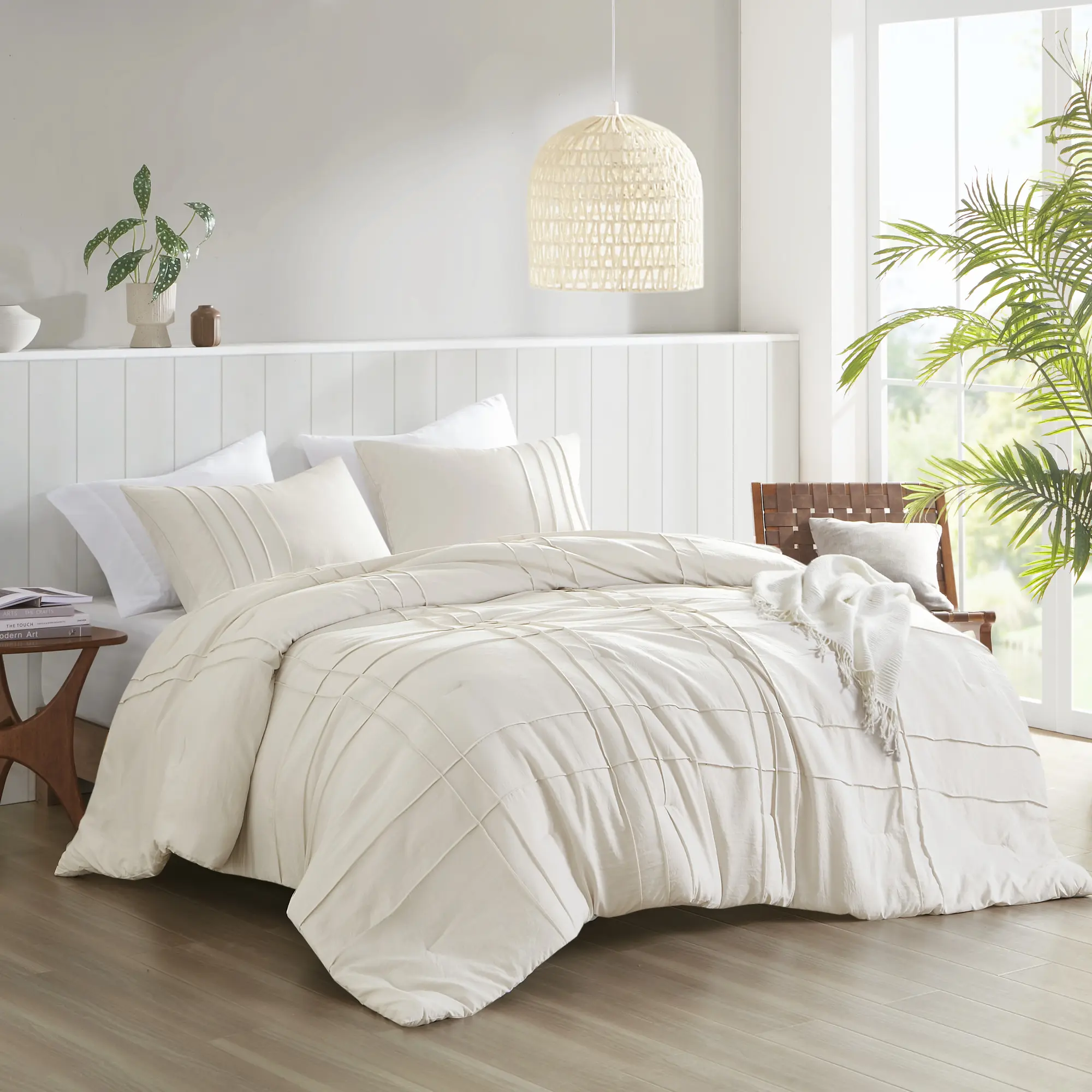 RegencyHeights Soft Washed Pleated Comforter Set Pintuck Pleated Bedding All Season Lightweight Extra Soft Microfiber Bed Set with 2 King Shams Stacie Elegant Design Year Round Use