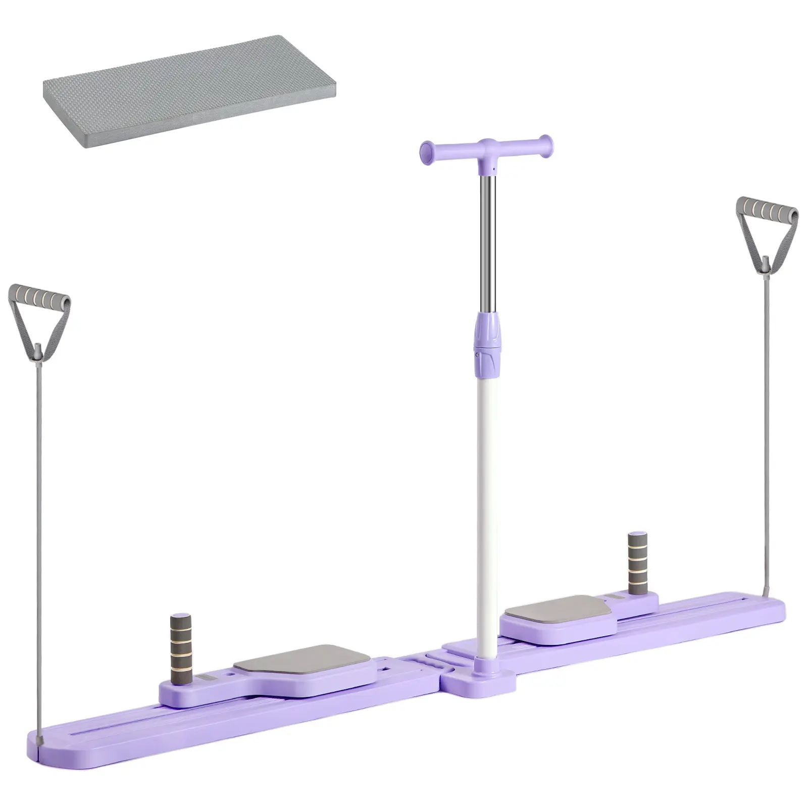 Purple Pilates Reformer Board - Beginner-Friendly Home Workout Trainer with Adjustable Stretching Layout, Dual-Mode Sliding Design, Latex Bands, 330 lbs Heavy-Duty Foldable 2-Person Platform for Full Body Workout & Lower-Body Shaping, Fitness Platform