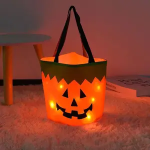 2024 New Led Lighted Up Halloween Bucket Glow In Dark - Pumpkin Basket Trick or Treat Candy Gift Tote Bag - Halloween Candy Basket – Reusable Candy Buckets with Grimace Design for Kids' Halloween Parties