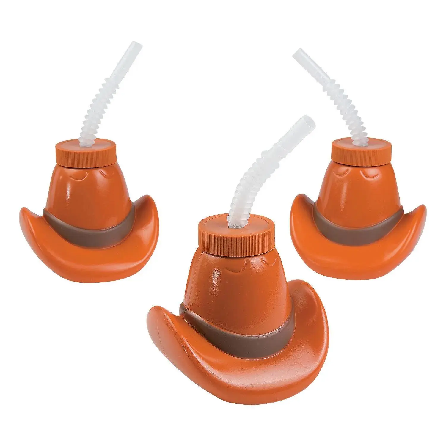 15 oz. Cowboy Hat Plastic Cups - Reusable, BPA-Free, with Lids & Straws, 12 Ct., Plastic Cup