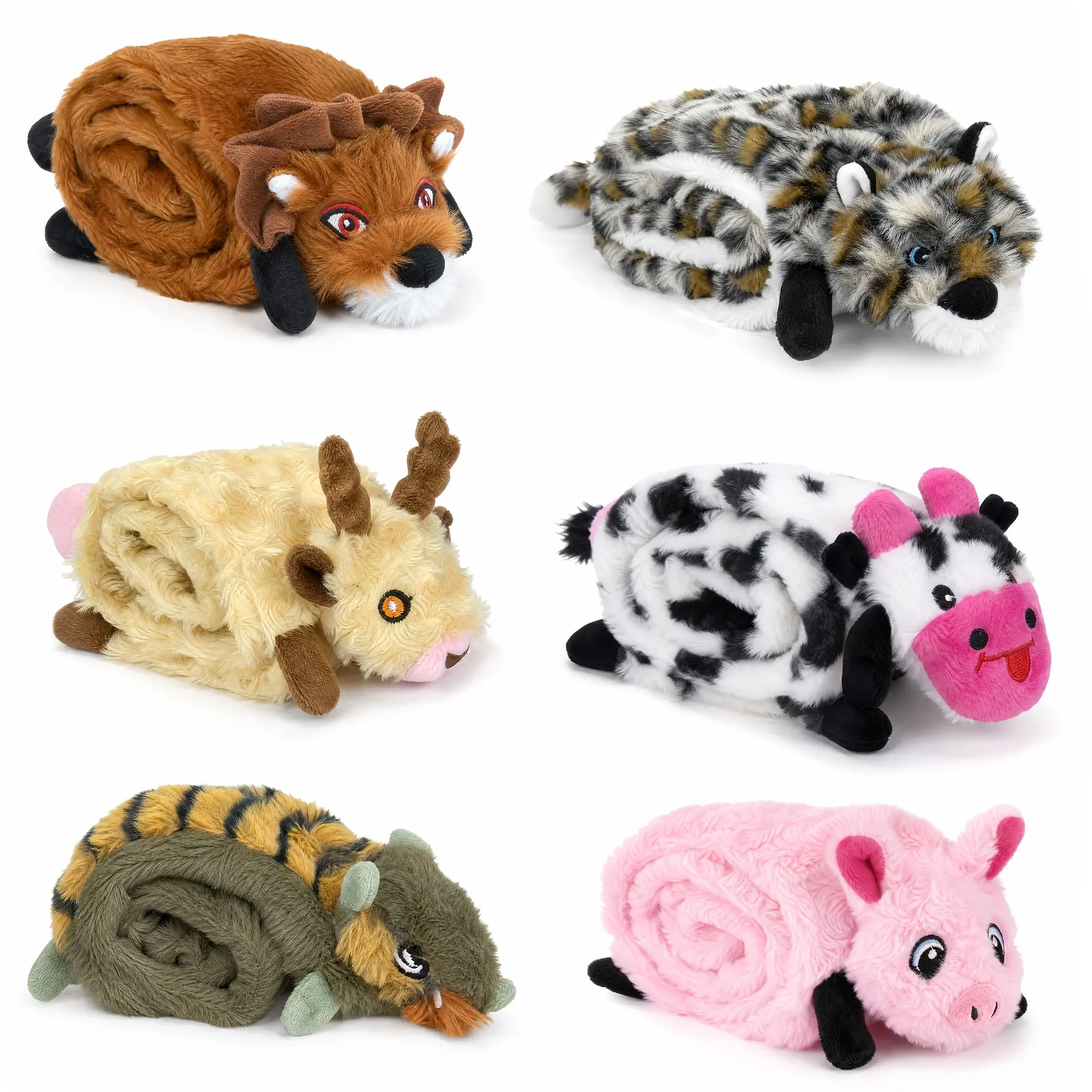 Dog Squeaky Toys No Stuffing 6 Pack Dog Toys Crinkle Dog Toys for Small Dogs Durable Dog Chew Toys Plush Cute Animals Natural Puppy Toys for Teething Pet Toys Squeak