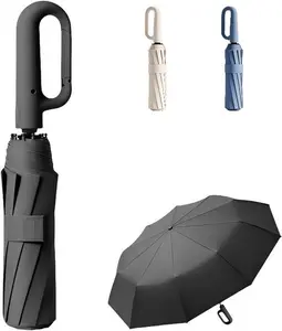 Automatic Umbrella, Sturdy and Windproof, Inverted Automatic Open/Close, Travel-Friendly, Compact Fold, with Loop Handle, Suitable for Both Men and Women.