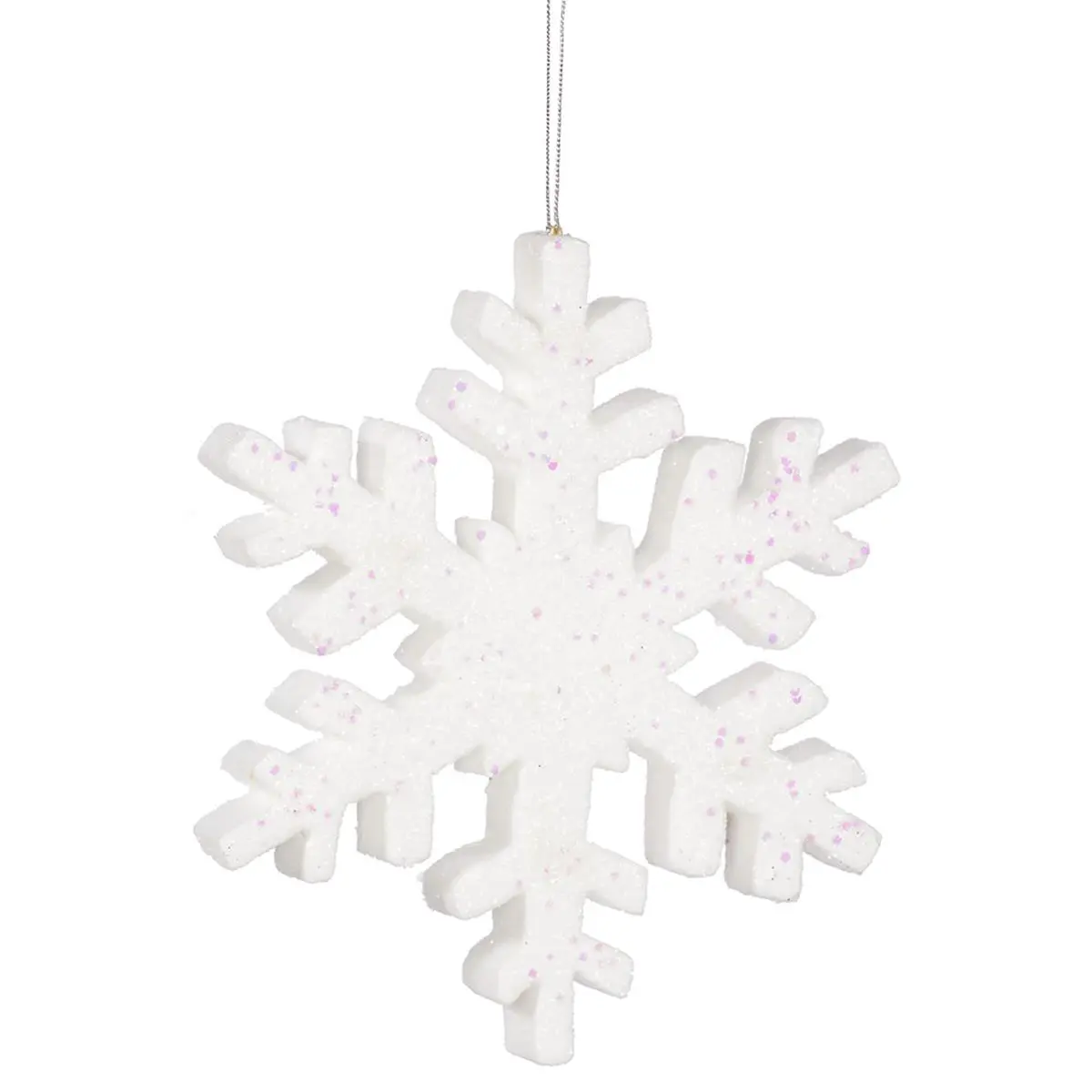 Vickerman Large White Glitter Snowflake Christmas Ornament, 24" h x 2" w x 24" l, Lightweight, 1-Year Warranty, Indoor Seasonal Decor for Home Festive Use