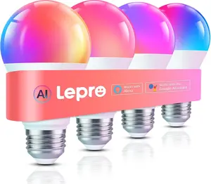 Lepro B1 AI Smart Light Bulbs - WiFi & Bluetooth RGBWW Color Changing LED Bulb Compatible with Alexa & Google Assistant, AI Generated Lighting LLM, AI Voice Control, Music Sync, 2.4GHz Only, 2 Packs