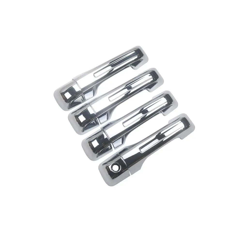 NINTE Automotive ABS Plastic 4-Piece Smooth Chrome Door Handle Covers Kit - 1 with Keyhole Cutout, Waterproof, UV-Resistant, Resists Fading, Tool-Free Snap Installation, Car Exterior Trim for RAM 1500 (2019-2025 Crew Cab Pickup,2026 Models)