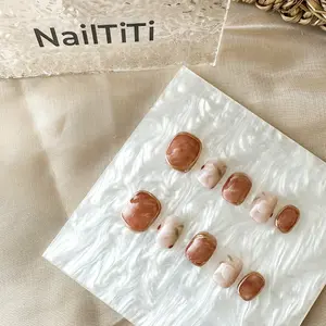 Cameo Brown and Ink - Handmade 10 Pc Press On Nails
