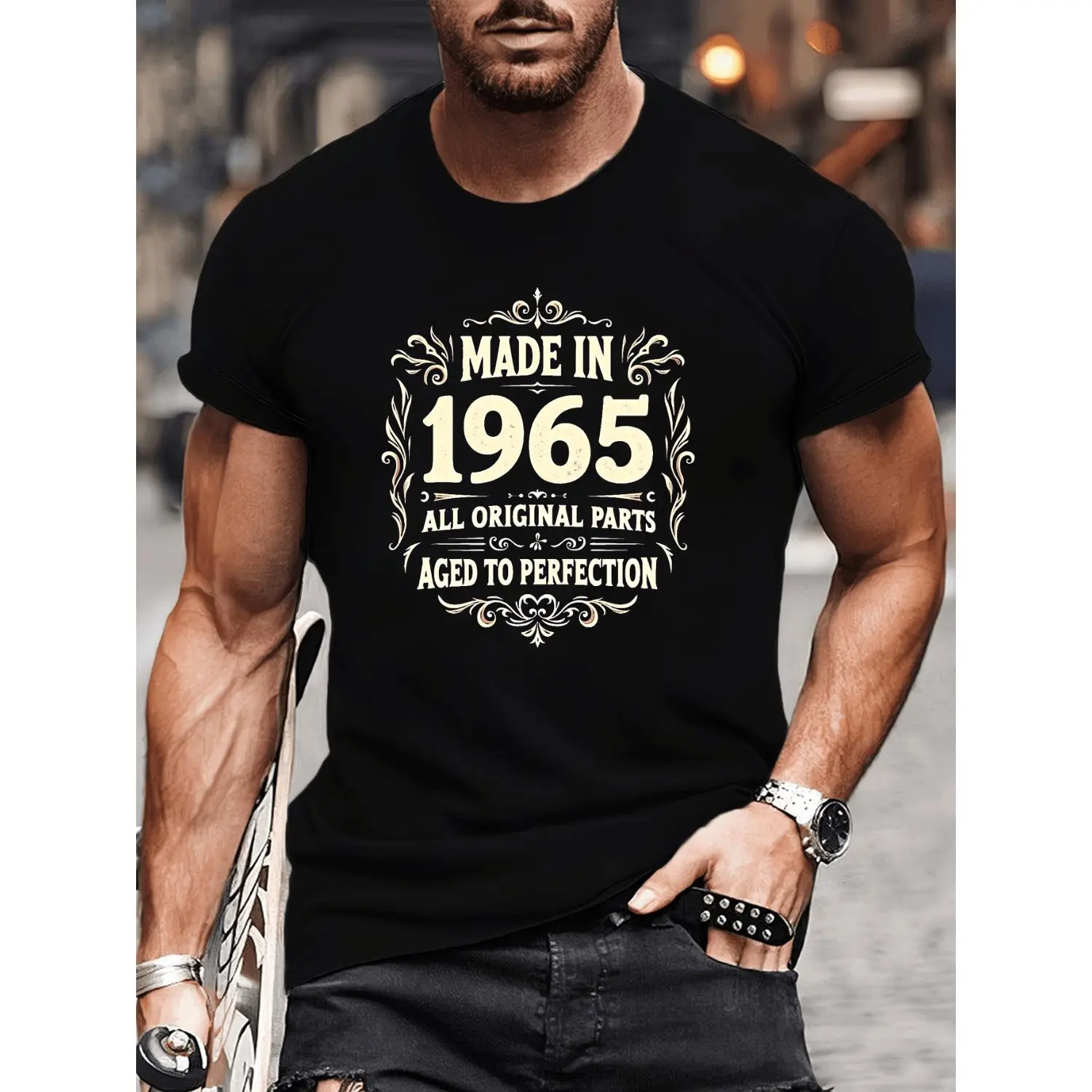 Vintage 1965 All Original Parts Crinkle Plus Size Cotton T-shirt for Men