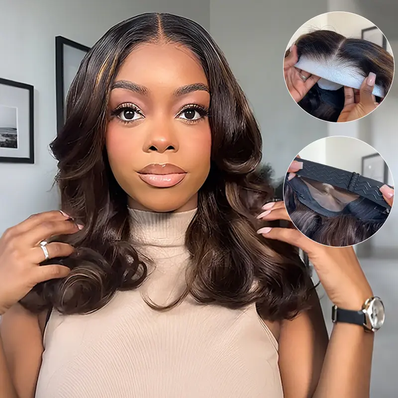 Celie Hair 200% Density Ombre Brown Highlight 1B/2/30 Glueless Wig 6x5 HD Lace Butterfly Layered Cut Ready to Go Human Hair Wigs Pre Bleached Pre Plucked Middle Part Side Part Closure Wig Beginner Friendly #DealsForYouDays #SummerWins